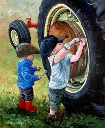 Young Farmers by Keith Proctor - Original Painting on Stretched Canvas sized 20x24 inches. Available from Whitewall Galleries